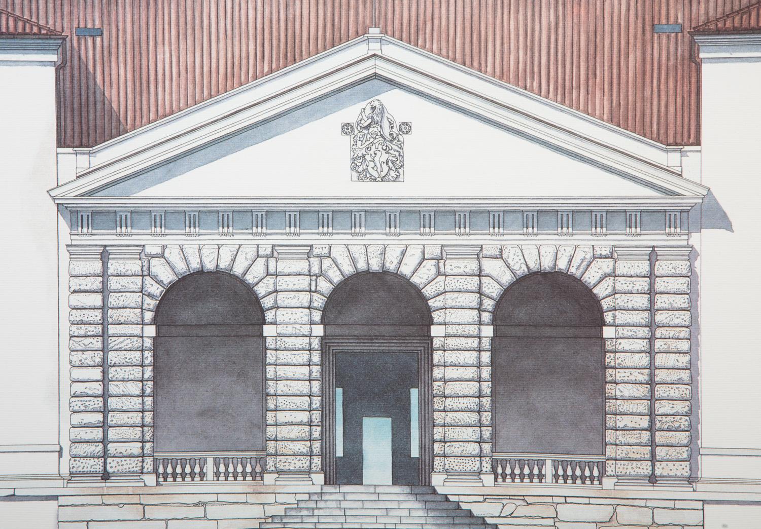 Four Framed Architectural Color Prints by Giovanni Giaconi from The Villas of Palladino — 20TH CENTURY