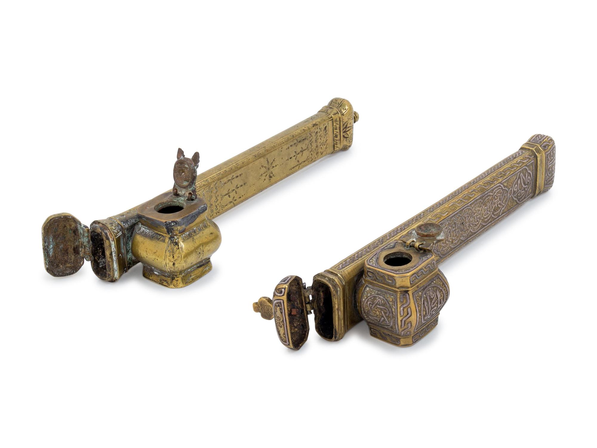 Two Brass Ottoman Pen Cases
