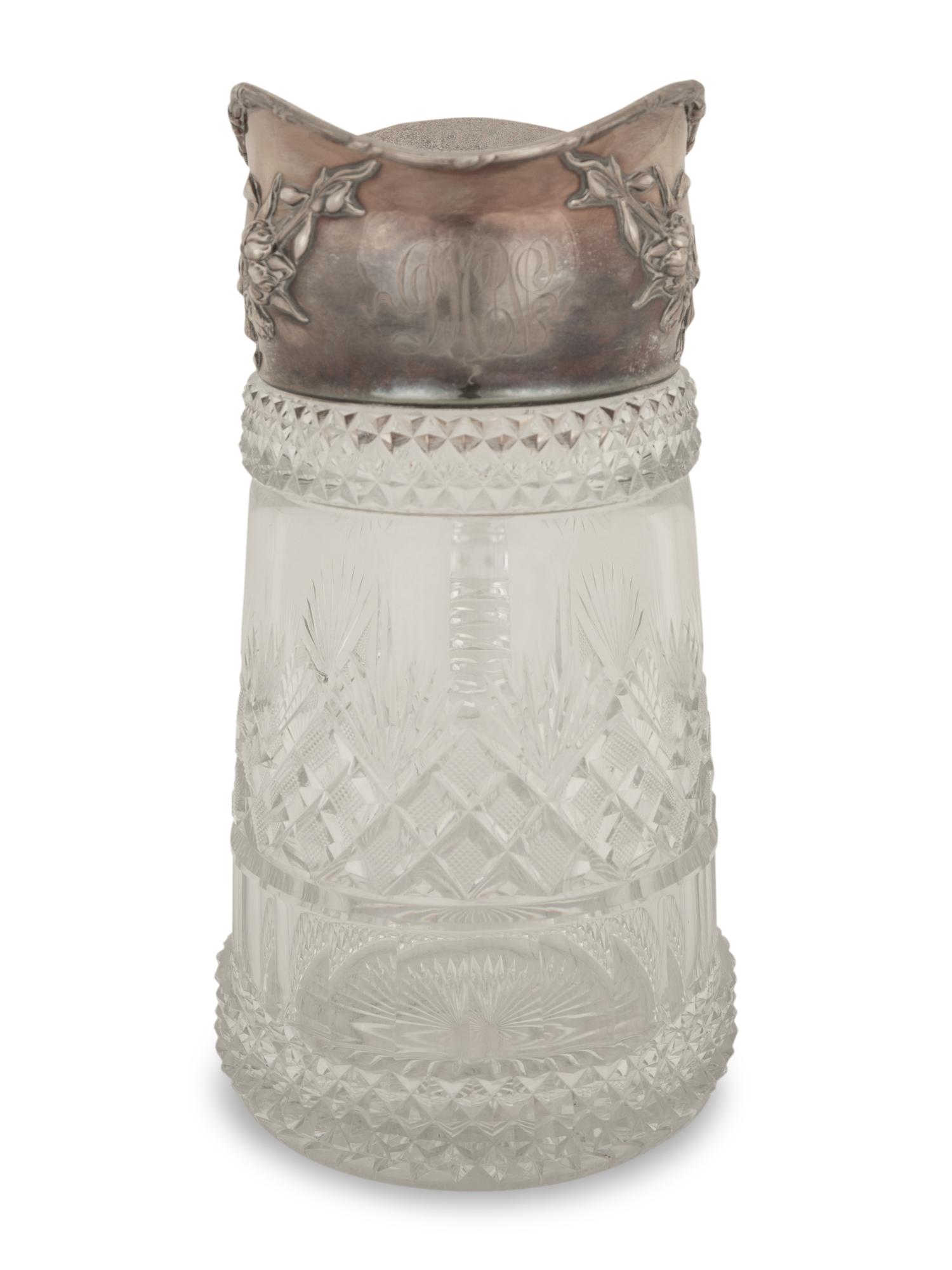 An American Silver Mounted Cut-Glass Pitcher