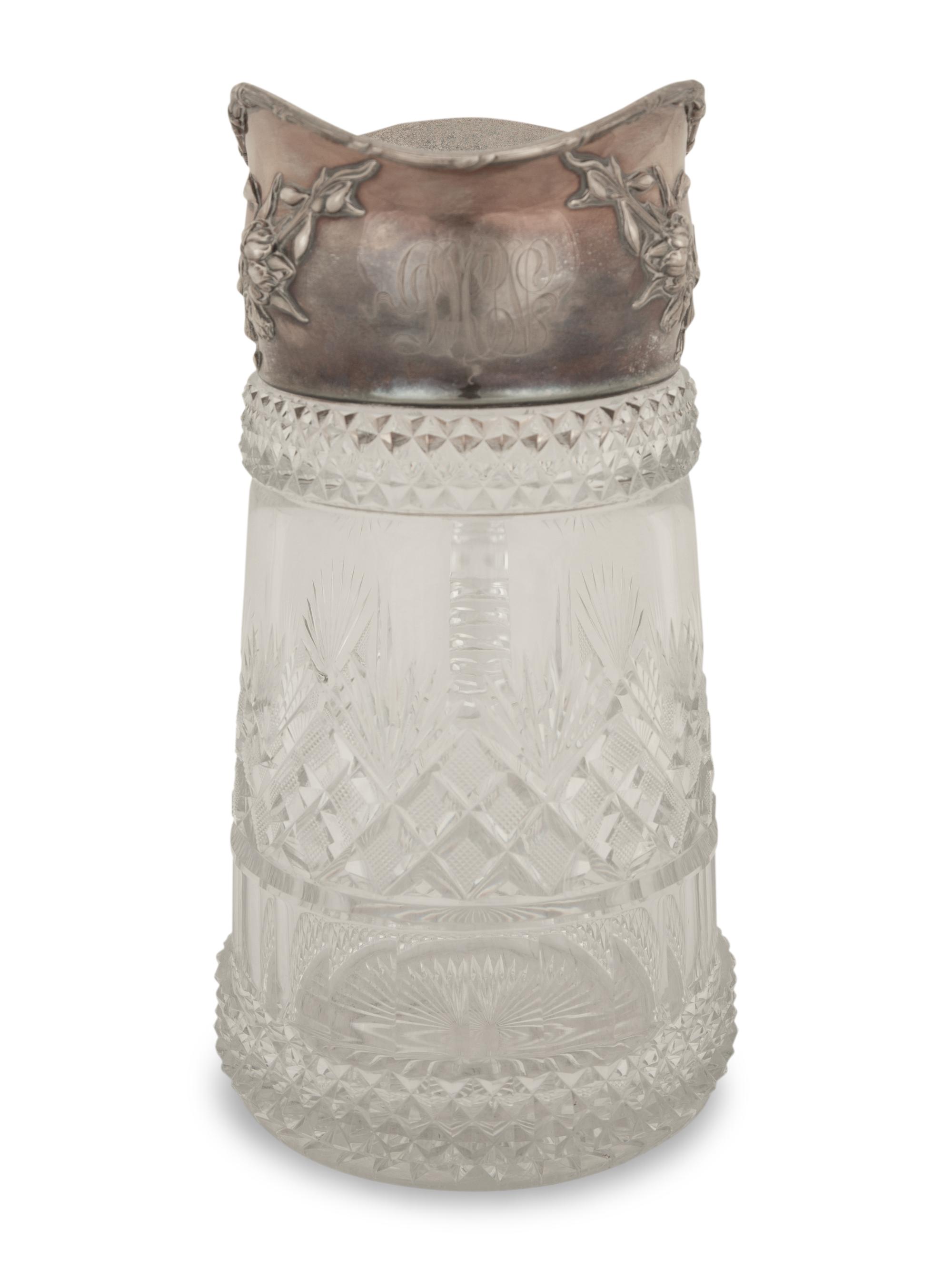 An American Silver Mounted Cut-Glass Pitcher