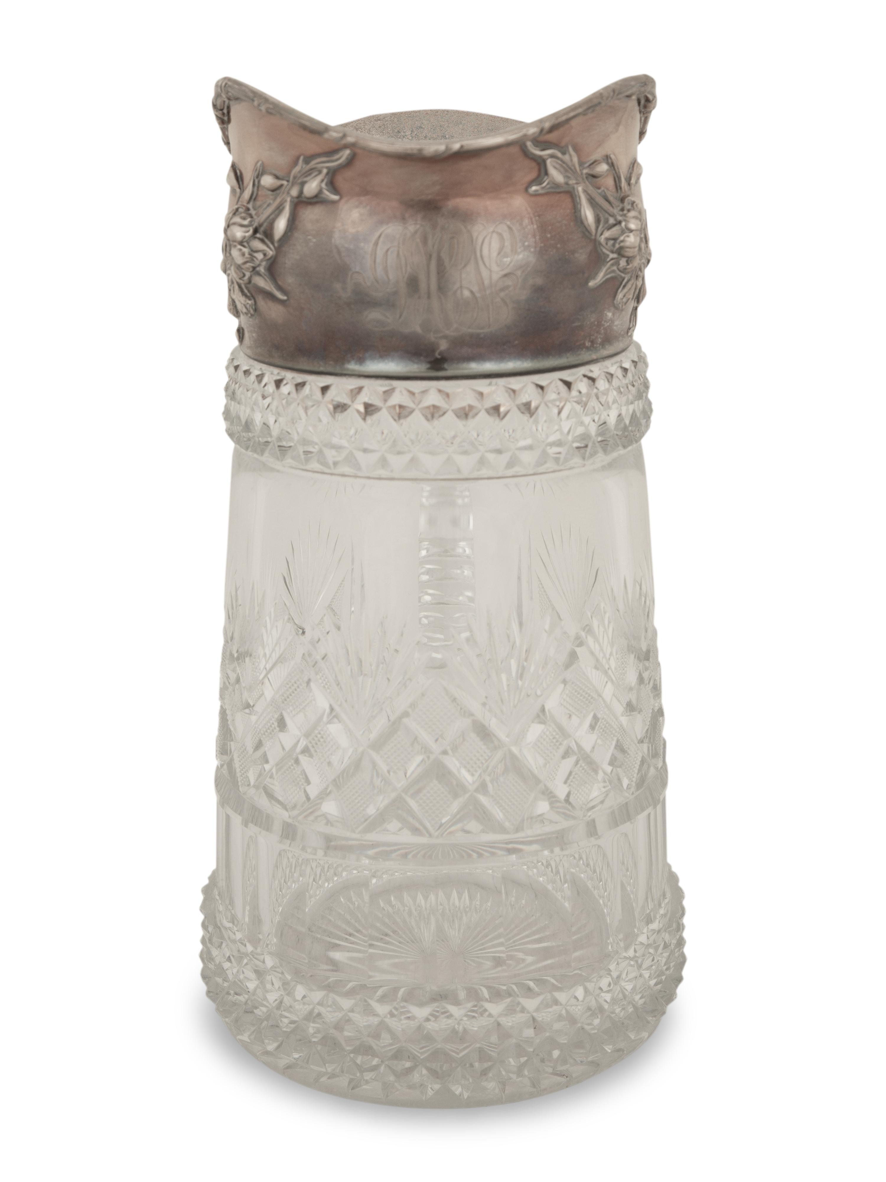 An American Silver Mounted Cut-Glass Pitcher