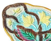 A Collection of Eight Majolica Leaf-Form Dishes
