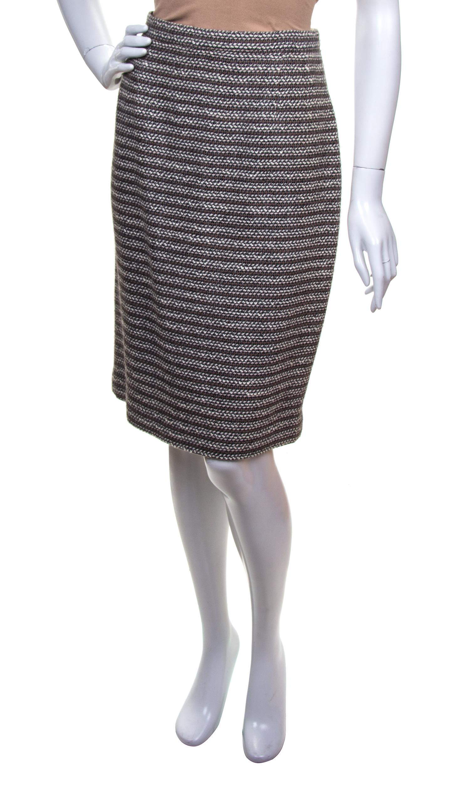 A Ferragamo Multicolor Wool Tweed Skirt, Size 8.