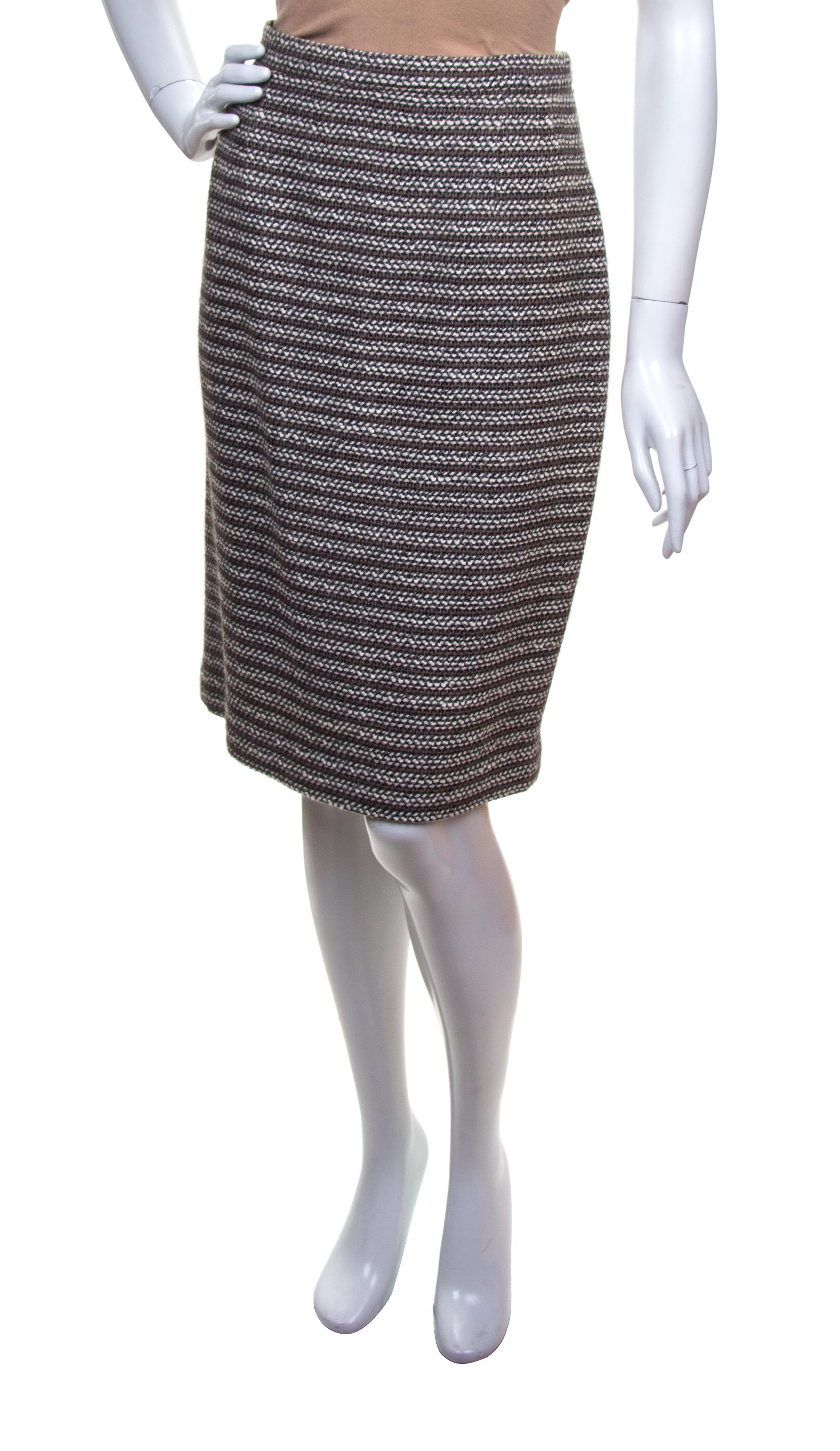 A Ferragamo Multicolor Wool Tweed Skirt, Size 8.