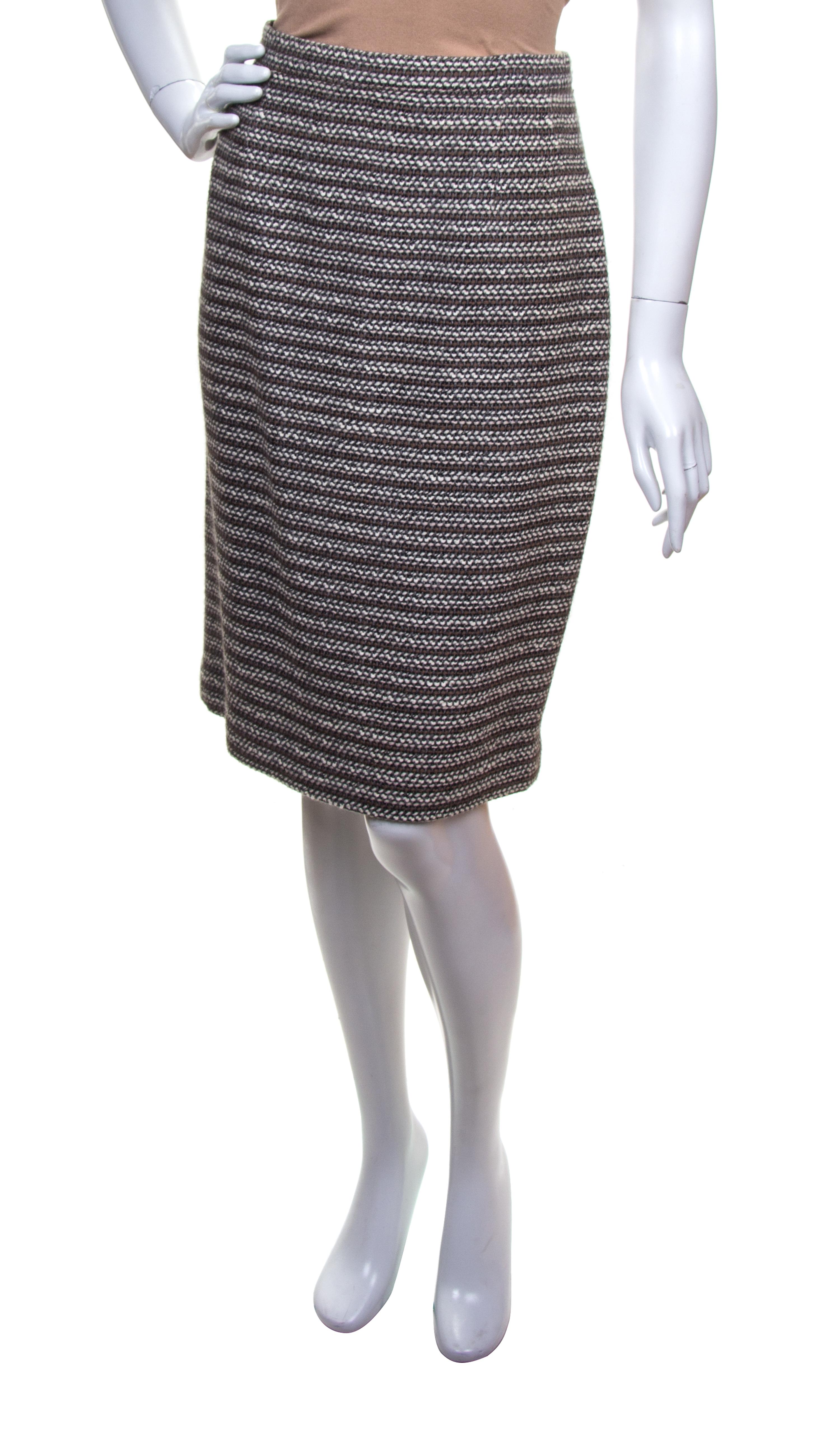 A Ferragamo Multicolor Wool Tweed Skirt, Size 8.