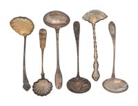 A Group of Six American Silver Ladles