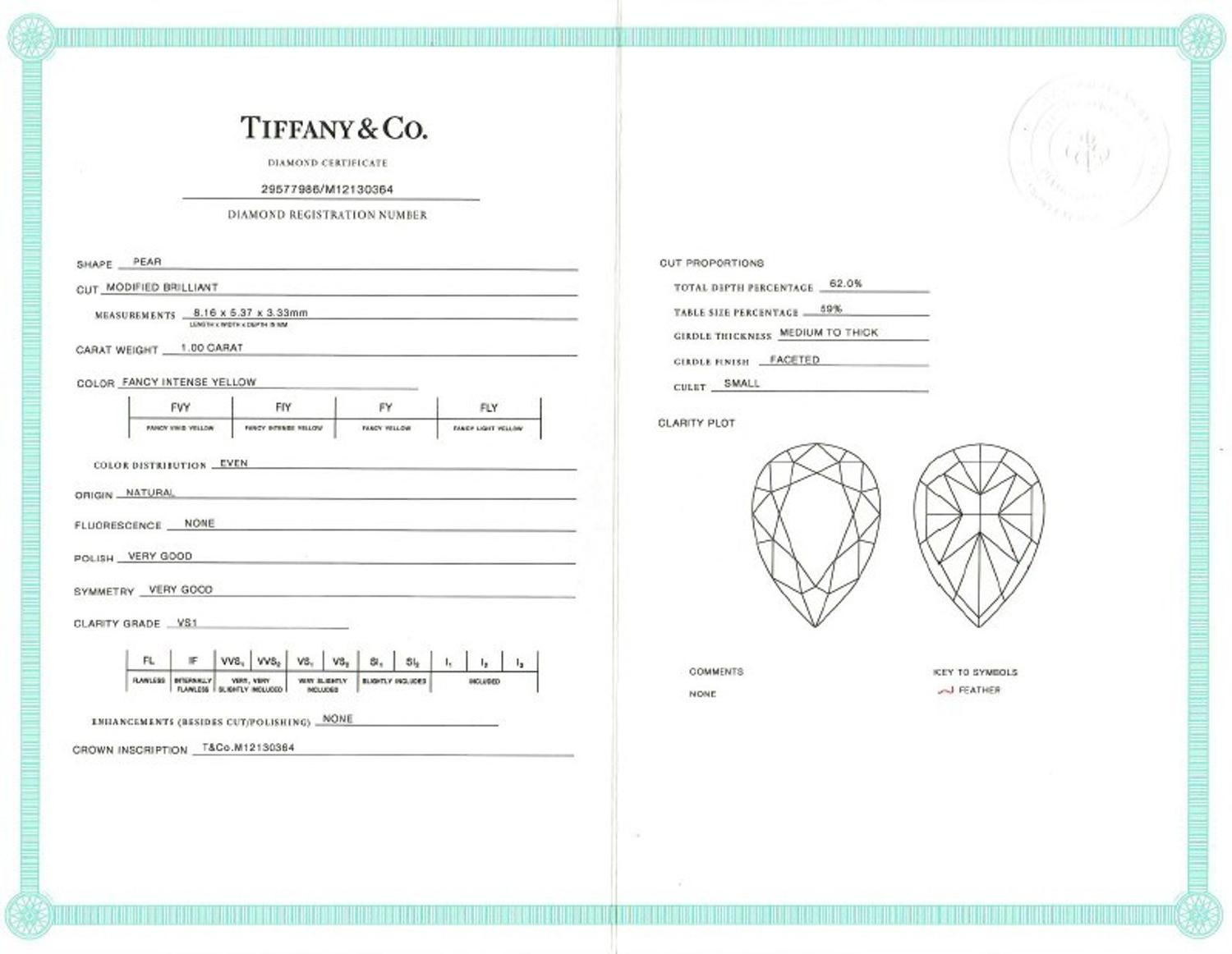 TIFFANY & CO., 'SOLESTE' FANCY INTENSE YELLOW DIAMOND, DIAMOND, AND PLATINUM NECKLACE