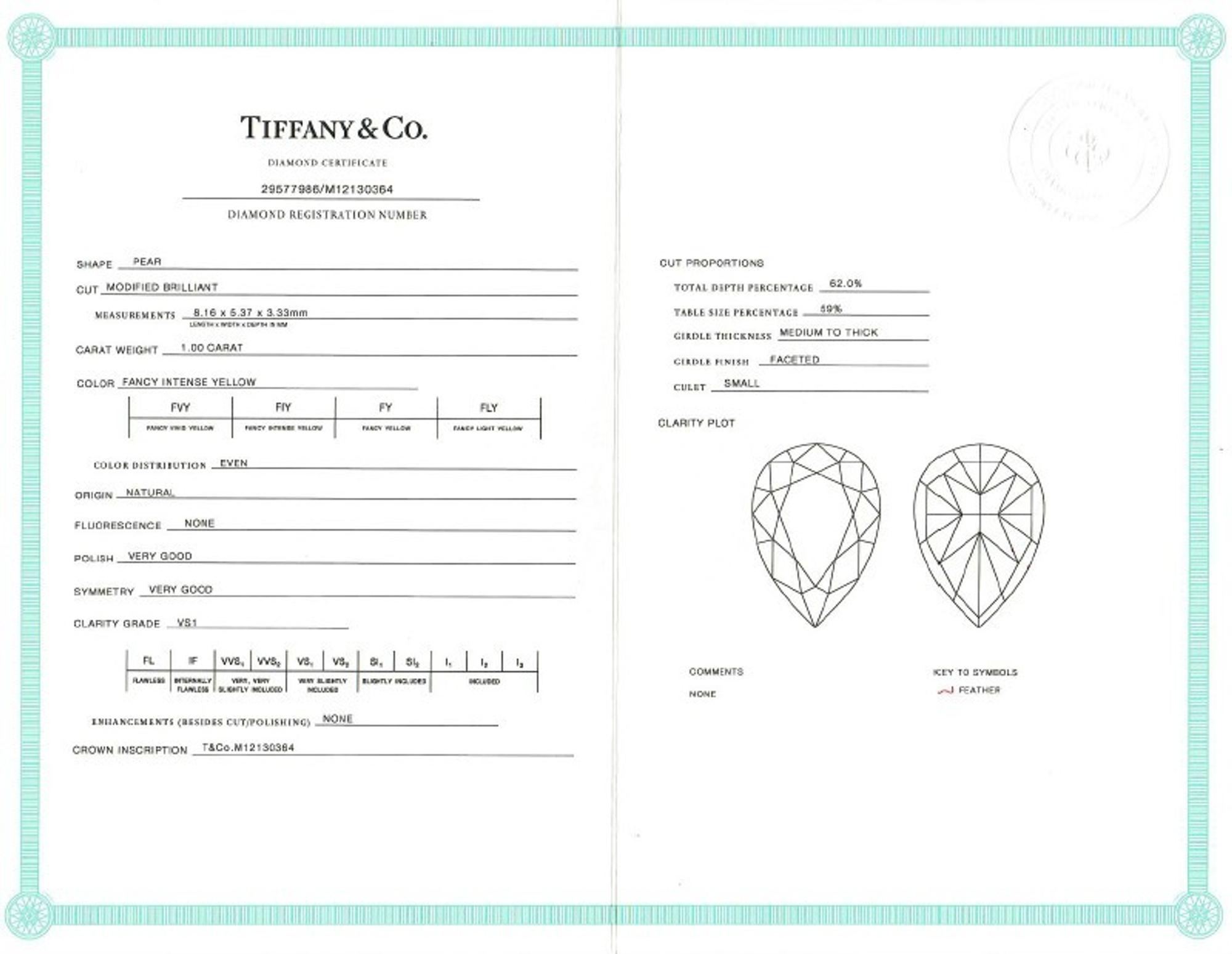 TIFFANY & CO., 'SOLESTE' FANCY INTENSE YELLOW DIAMOND, DIAMOND, AND PLATINUM NECKLACE