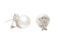 CULTURED PEARL AND DIAMOND EARRINGS