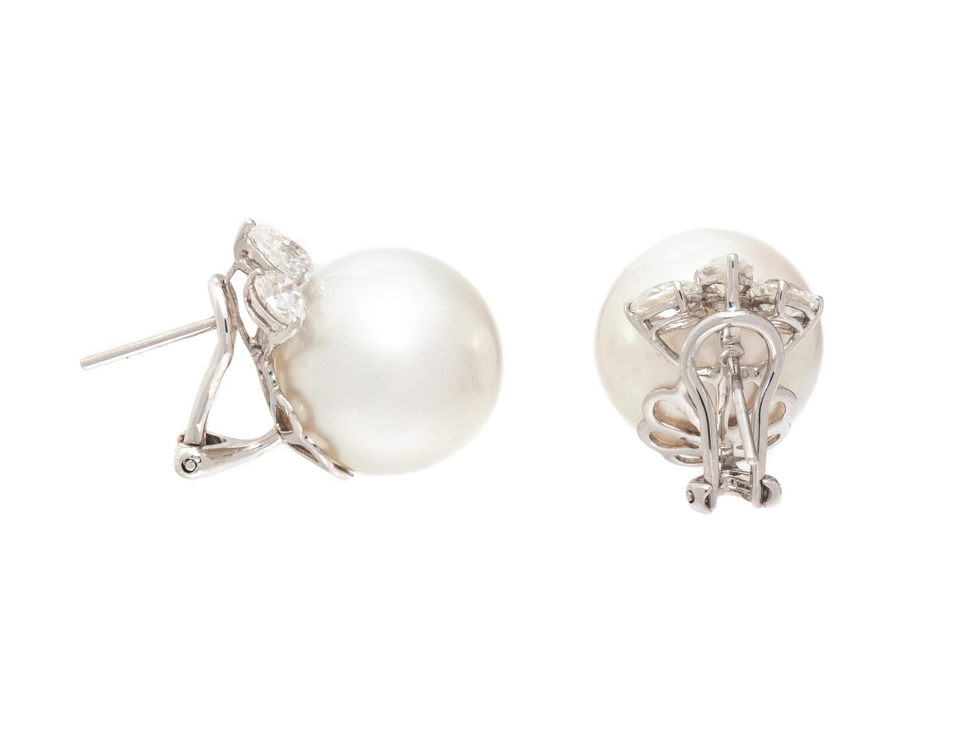 CULTURED PEARL AND DIAMOND EARRINGS