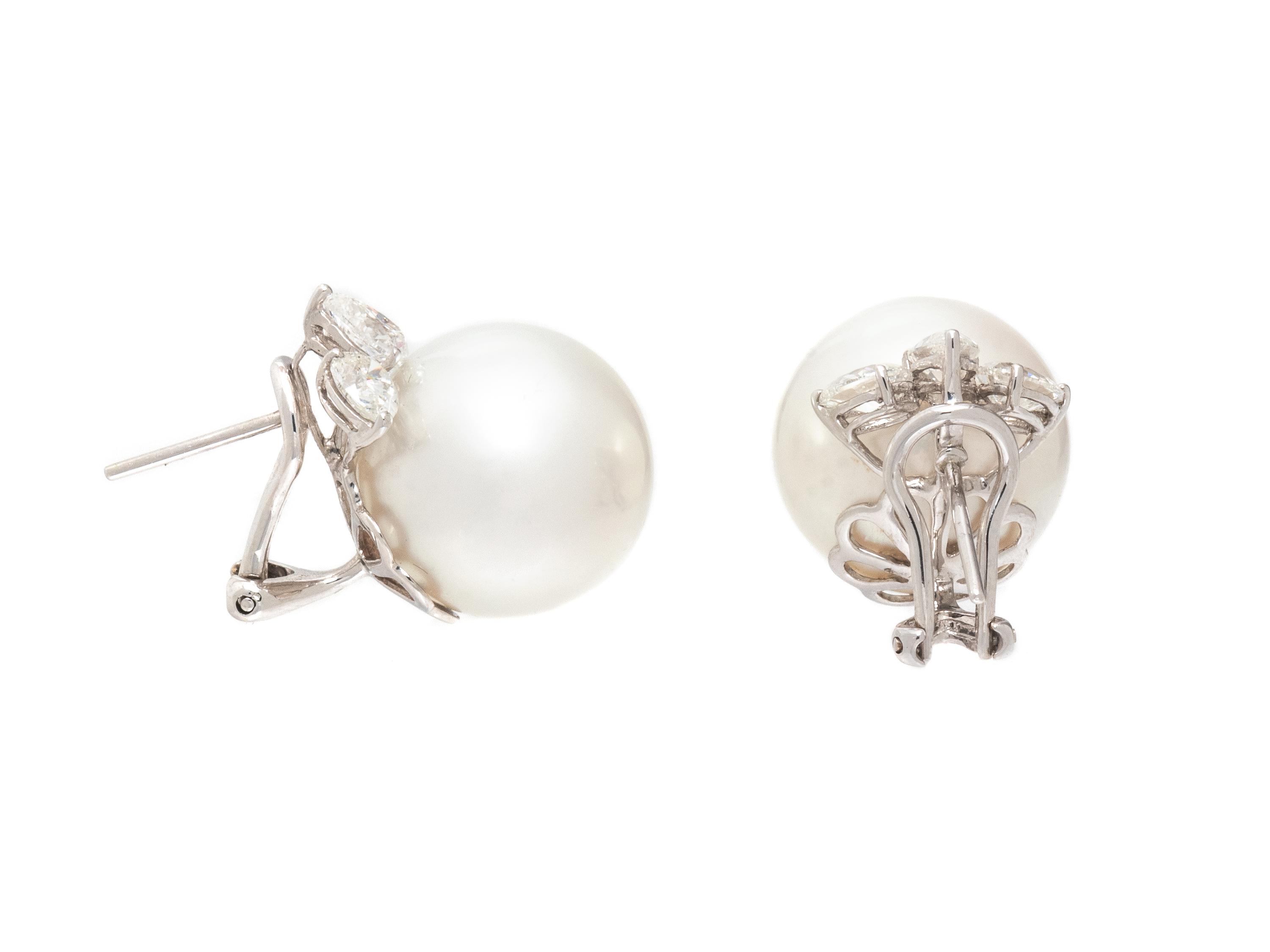 CULTURED PEARL AND DIAMOND EARRINGS