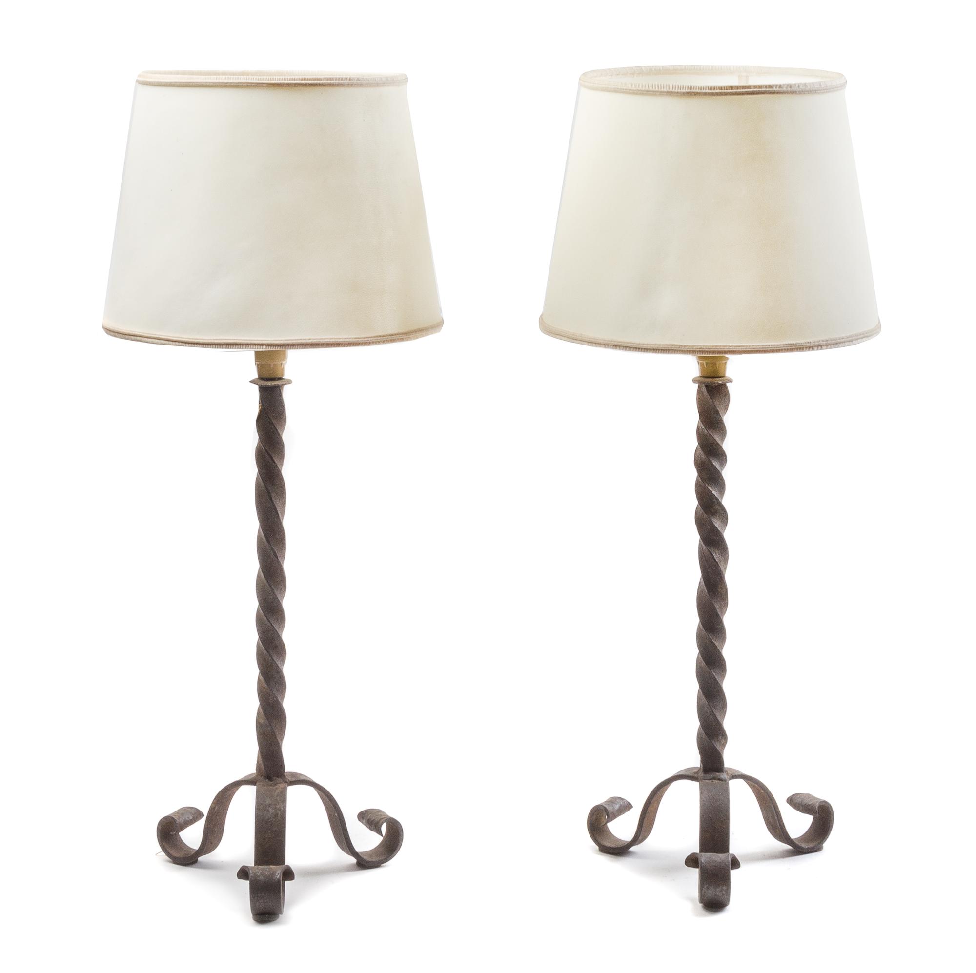 A Pair of Wrought Iron Pricket Sticks Height overall 25 inches. — 16TH/17TH CENTURY