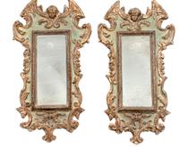 A Pair of Italian Painted and Gilt Gesso Mirrors — 19TH CENTURY
