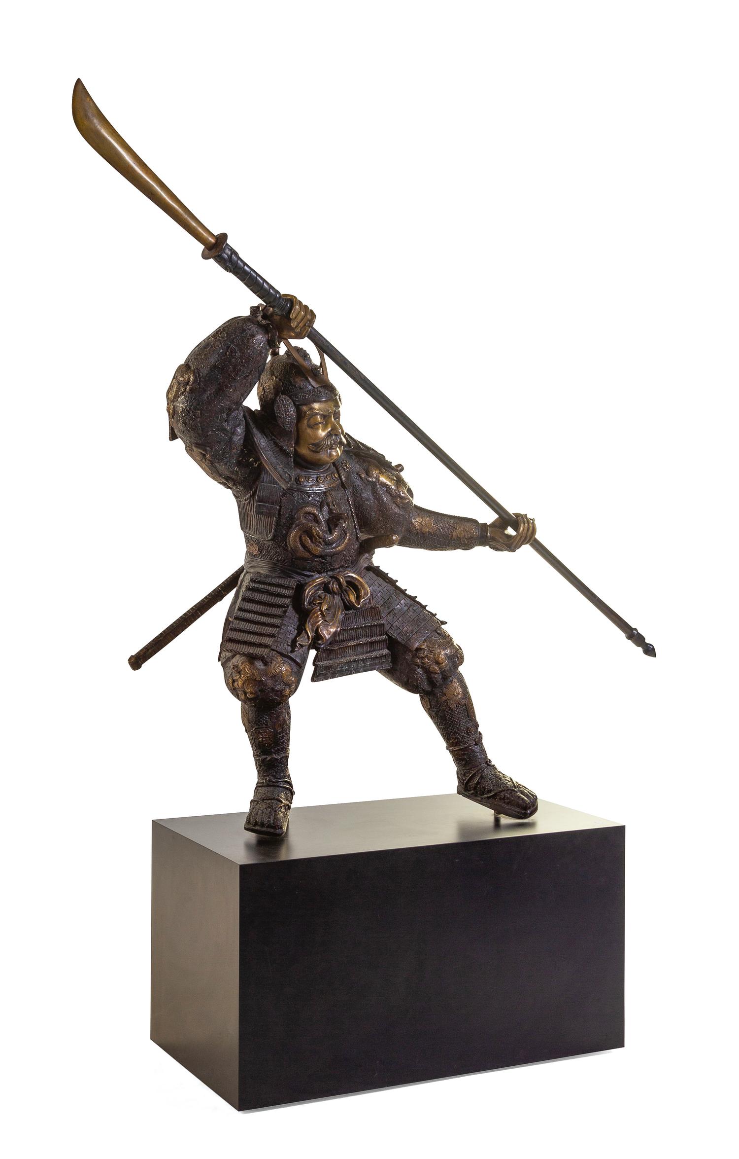 A Large Japanese Bronze Figure of a Warrior