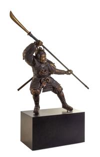 A Large Japanese Bronze Figure of a Warrior