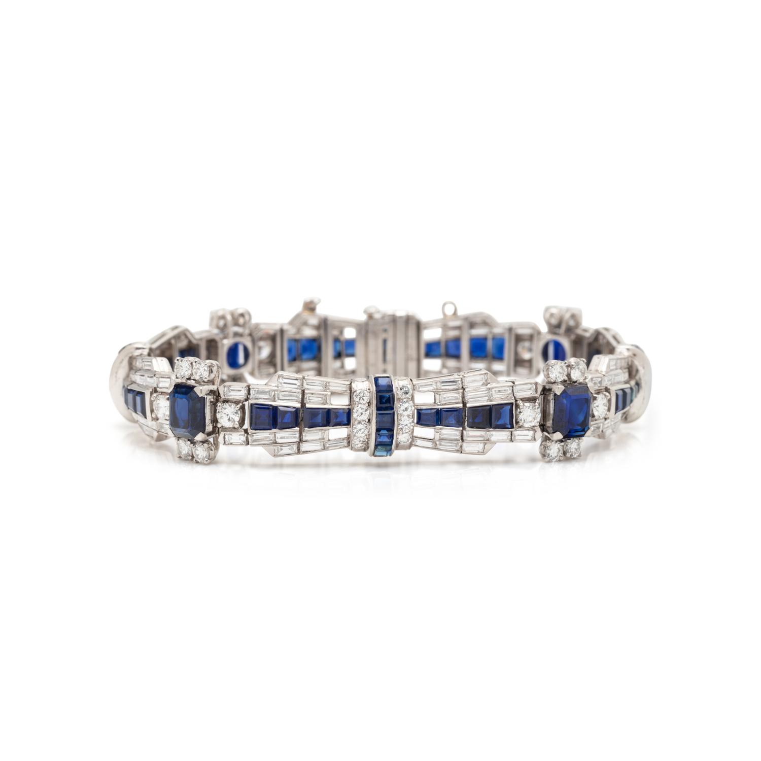 OSCAR HEYMAN, SAPPHIRE AND DIAMOND BRACELET