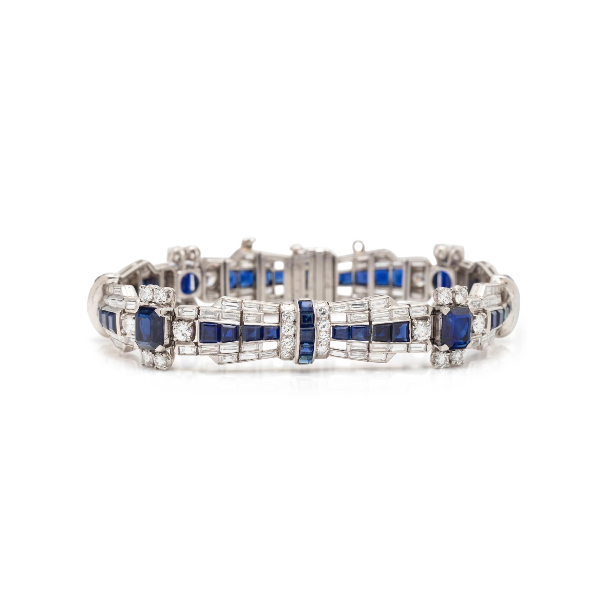 OSCAR HEYMAN, SAPPHIRE AND DIAMOND BRACELET