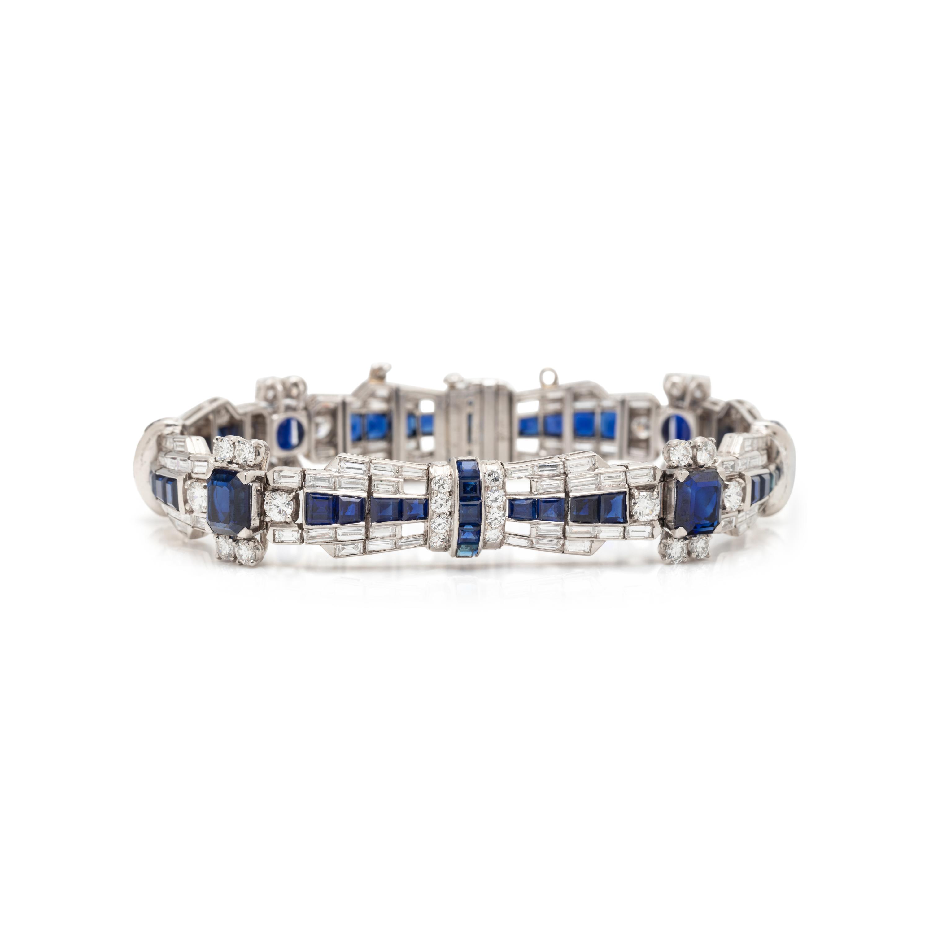 OSCAR HEYMAN, SAPPHIRE AND DIAMOND BRACELET