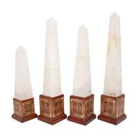 A Group of Four Rock Crystal and Marquetry Obelisks