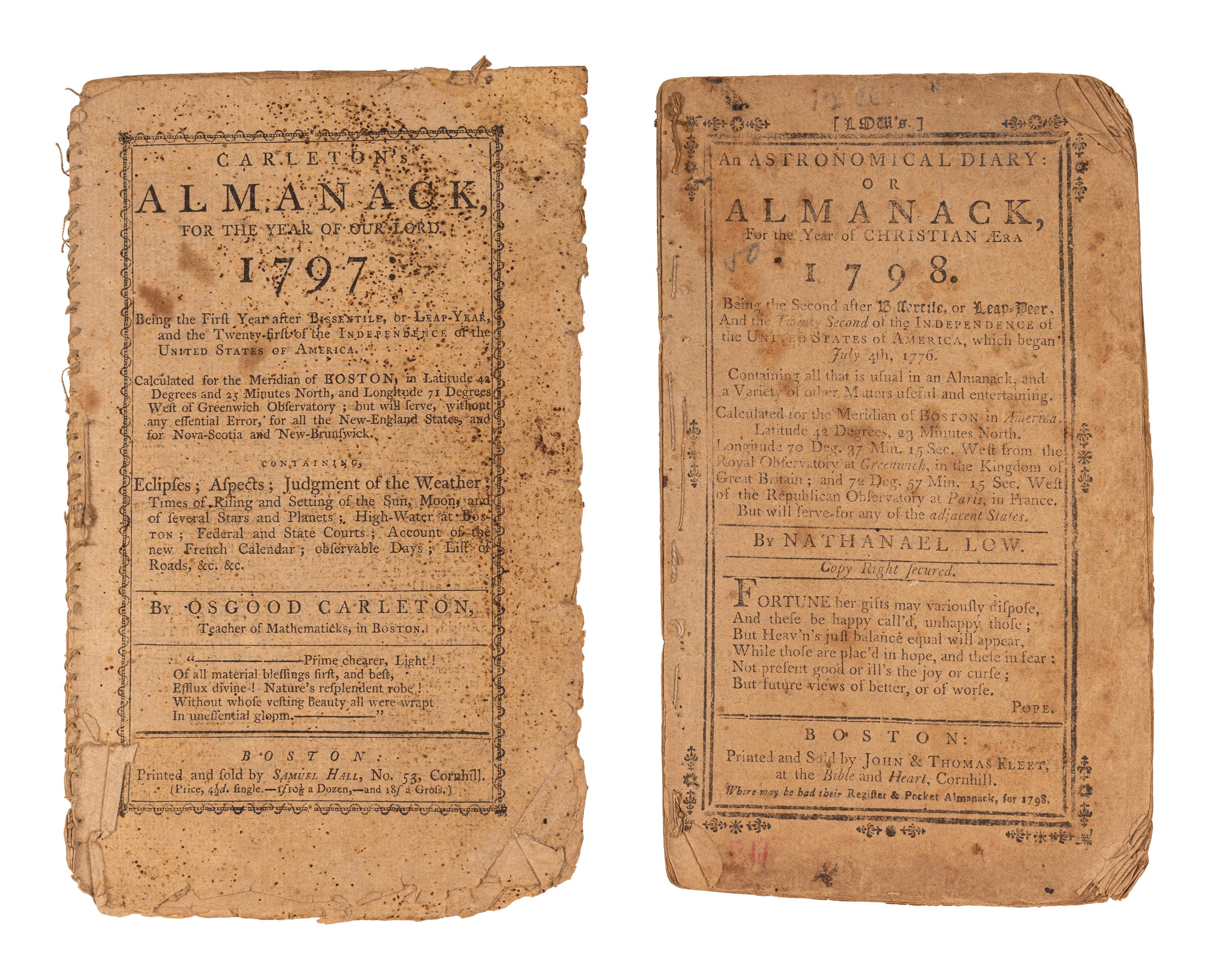 [ALMANACS - BOSTON]. A group of 8 almanacs, published Boston by various printers, comprising: