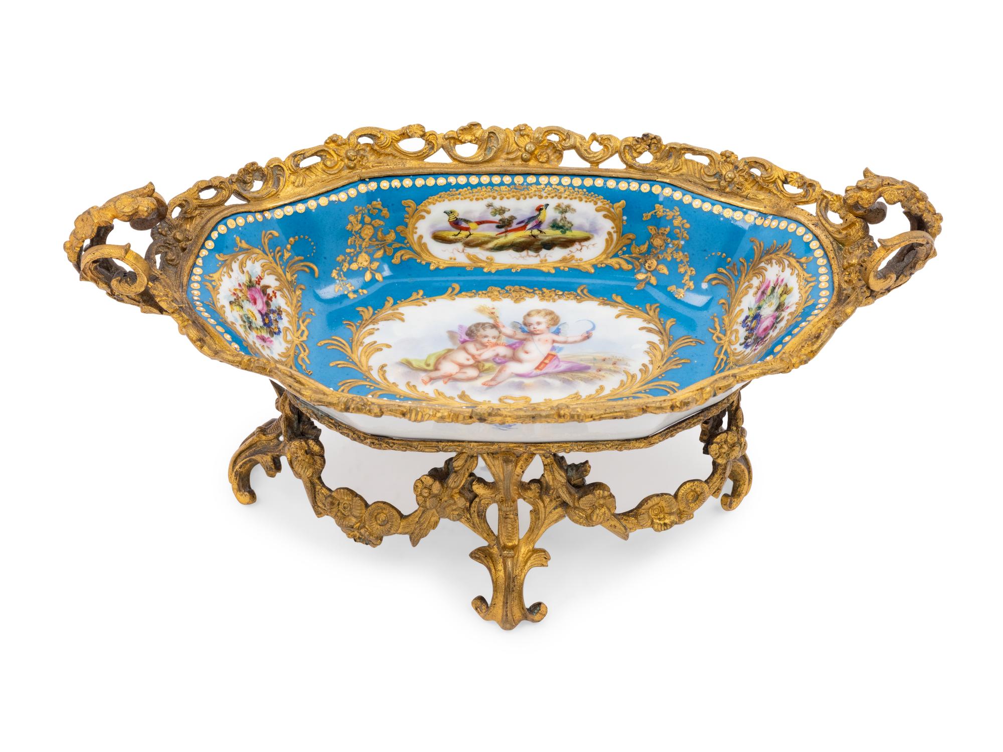 A Sèvres Style Gilt Metal Mounted Porcelain Bowl