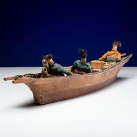 Greenlandic Inuit Umiak with Rowers