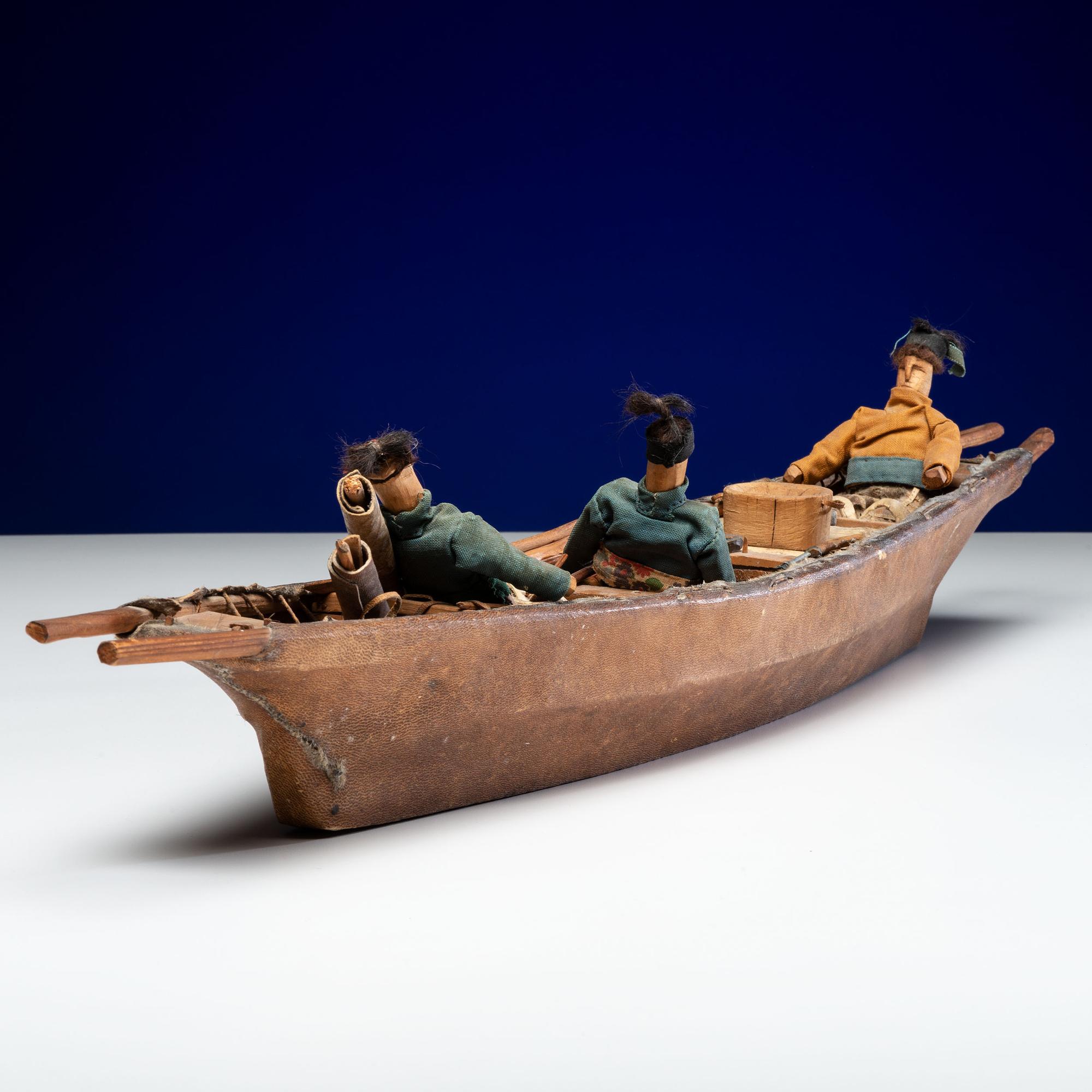 Greenlandic Inuit Umiak with Rowers