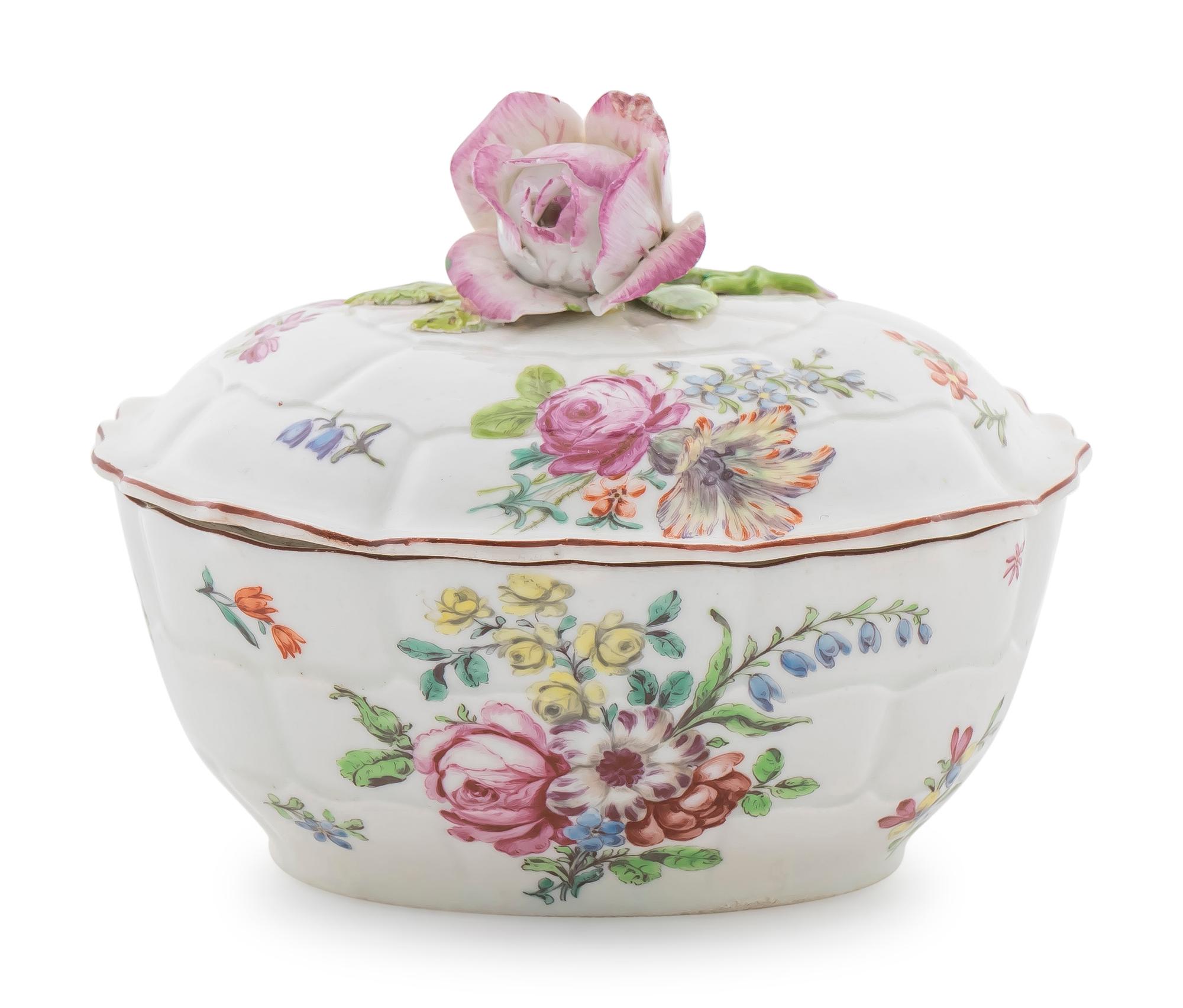 A Chelsea Porcelain Lidded Sugar Box — C. 1760