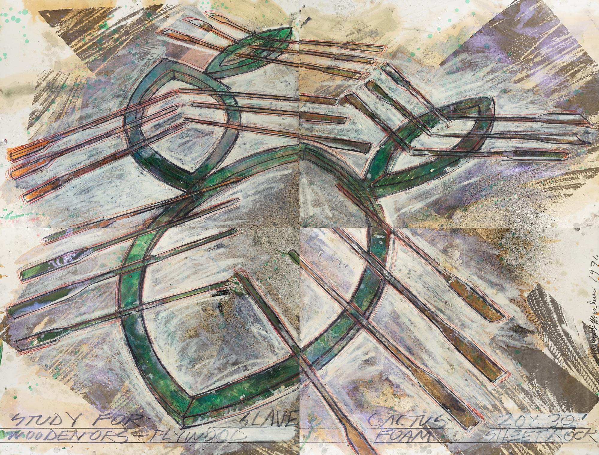 Dennis Oppenheim, (American, 1938-2011), Quadriptych: Study for "Slave Cactus", 1991