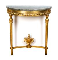 A Neoclassical Giltwood Console Table Height 30 x width 27 1/2 inches. — 20TH CENTURY
