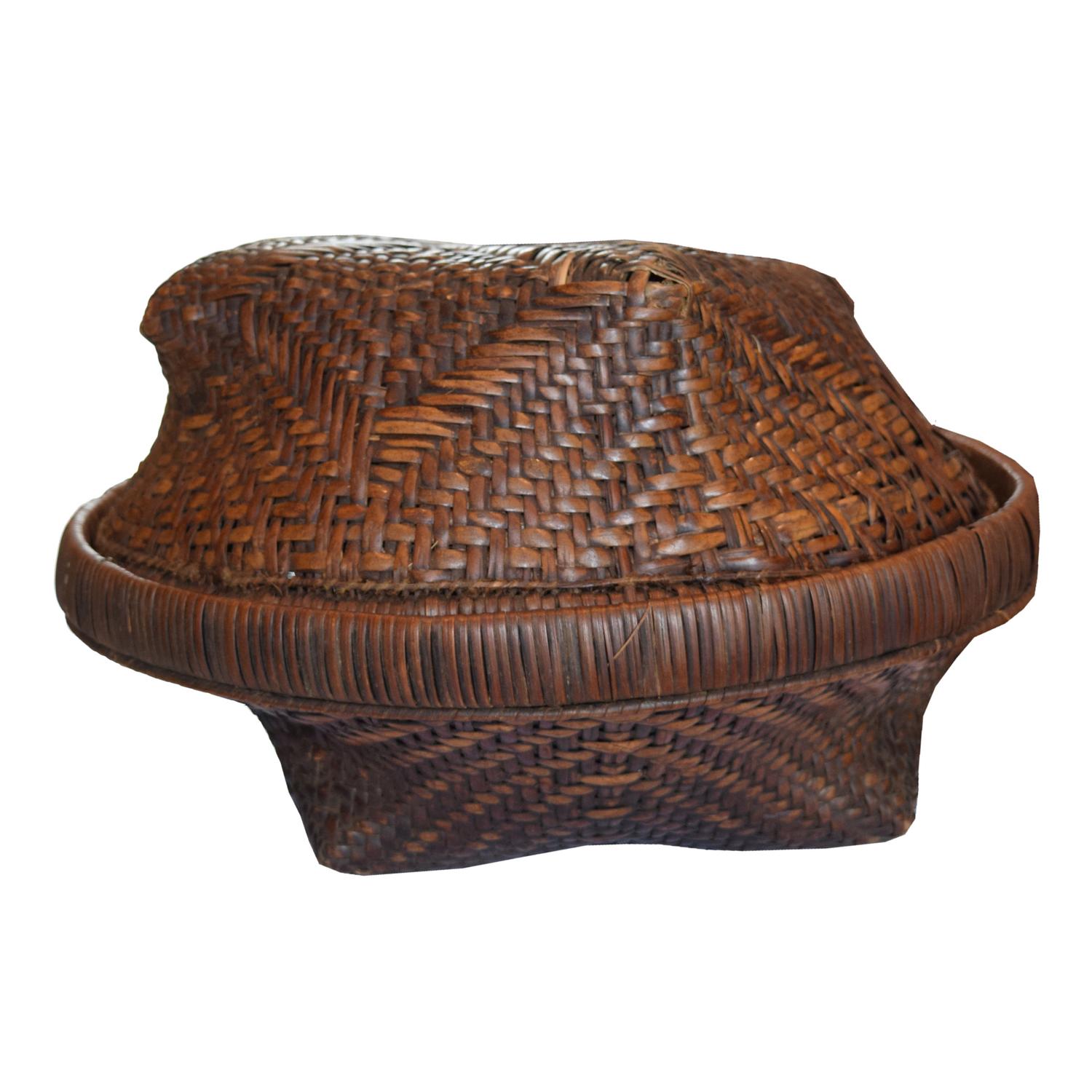 A Woven Wicker Basket 10.5" W x 10.5" D x 7" H — West Africa, 20th Century