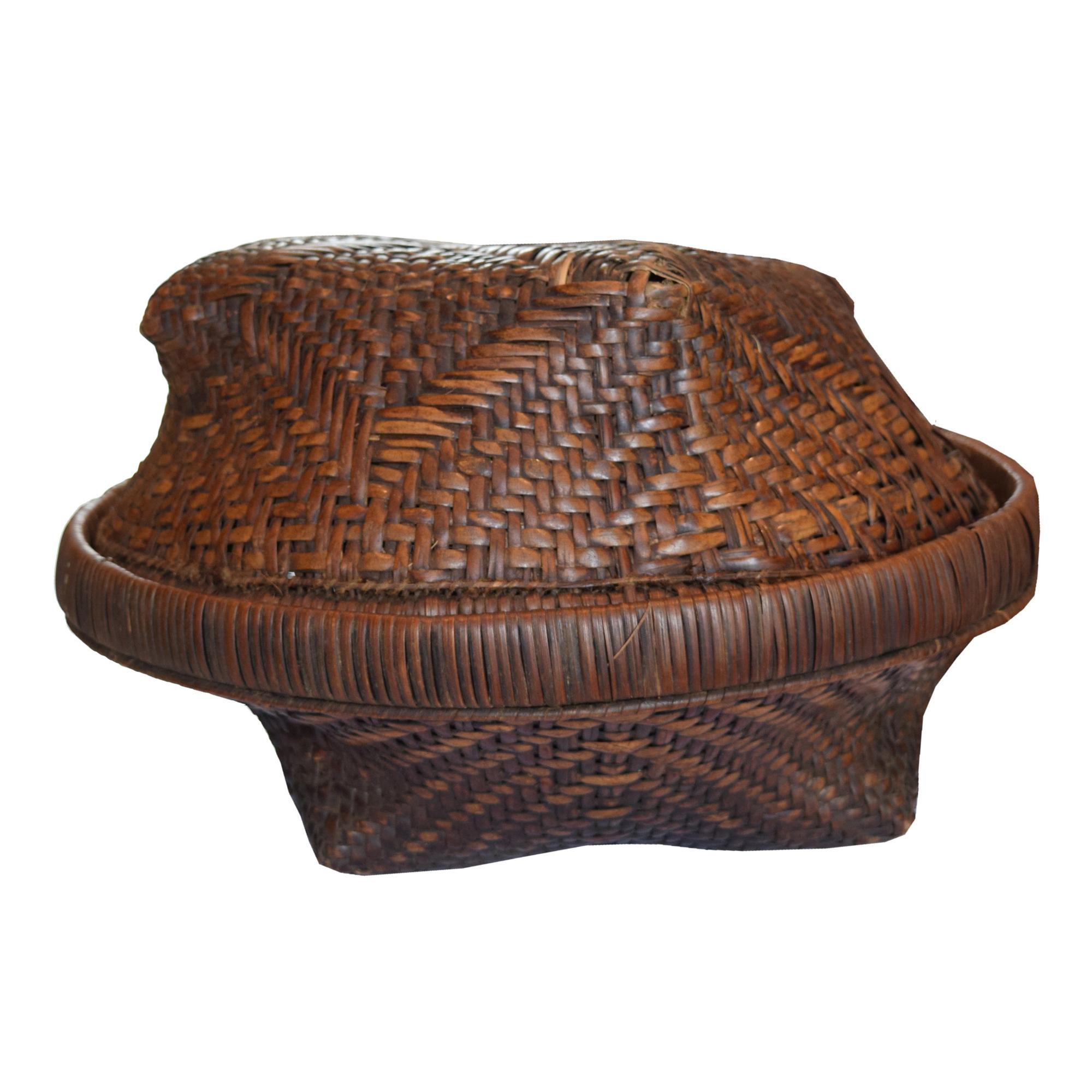 A Woven Wicker Basket 10.5" W x 10.5" D x 7" H — West Africa, 20th Century