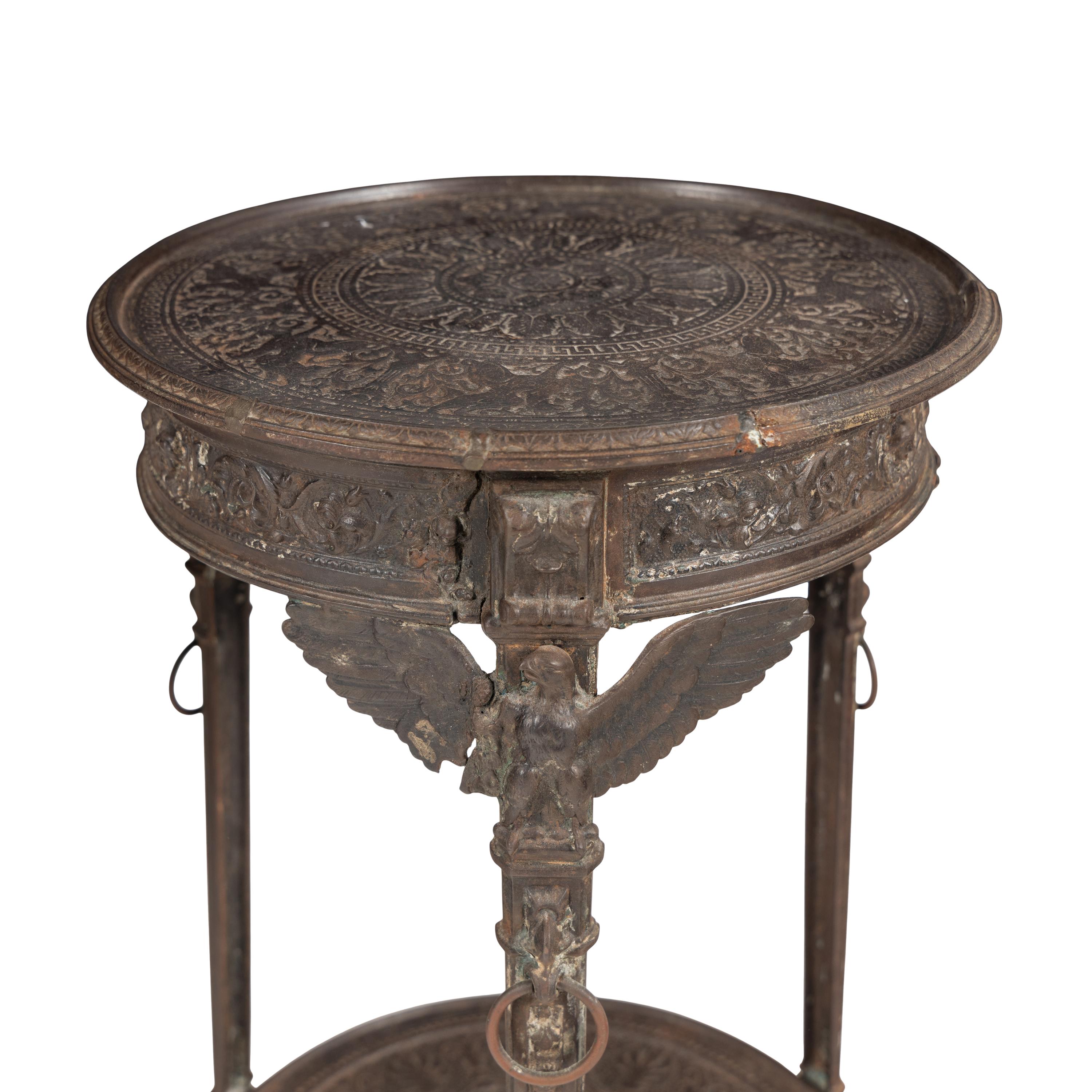 A Pair of Neoclassical Style Cast Iron Side Tables