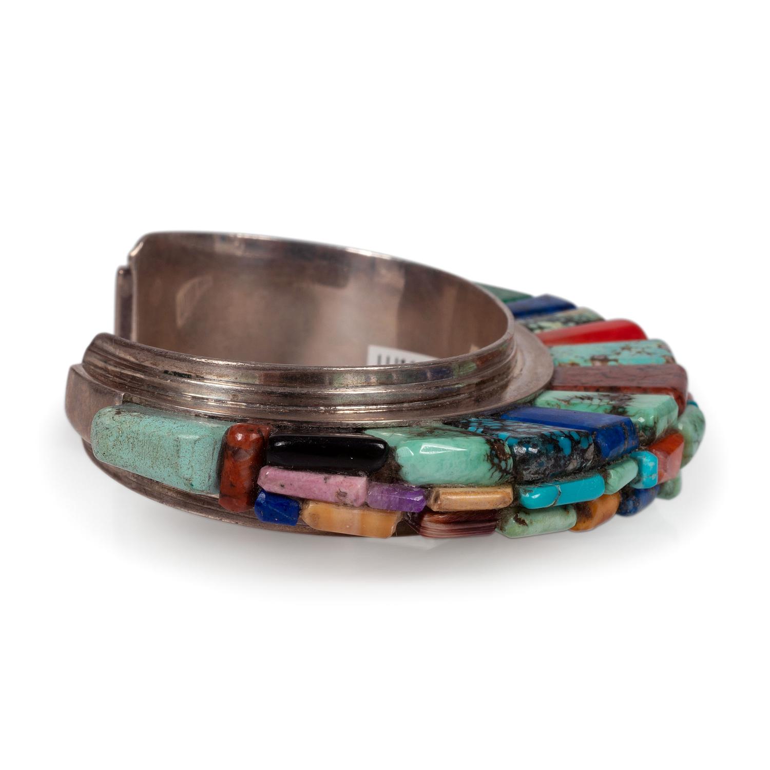 Sterling Silver and Cobblestone Inlay Cuff Bracelet