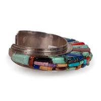 Sterling Silver and Cobblestone Inlay Cuff Bracelet