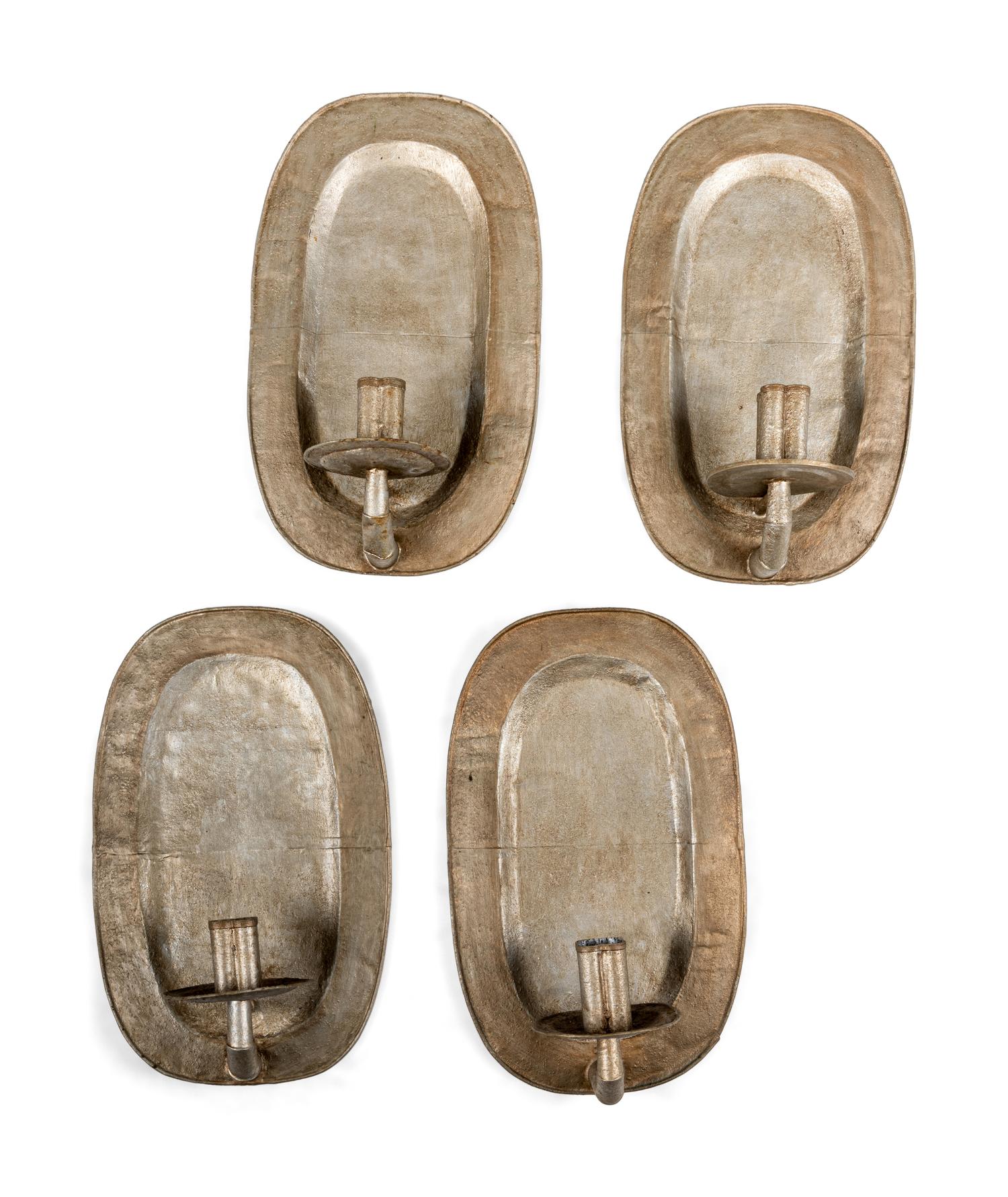 A Set of Four Painted Tin Single-Light Wall Sconces