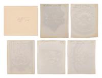 A group of six photographs depicting early 20th Century Parisian architectural details (Saints-Gervais-et-Protais, 1903-1904; Ambassade d'Autriche, 57 rue de Varenne, 1905; La Monnaie-quai Conti [5234], 1905-1906; Hôtel de Roquelaure, boulevard Saint-Germain, 246, 1905-1906; Hôtel de la Duchesse, de Narbonne, rue Varenne 45, 1907; [Cluny–Diane Chasseresse. Art Français. École J. Goujon], 1911)