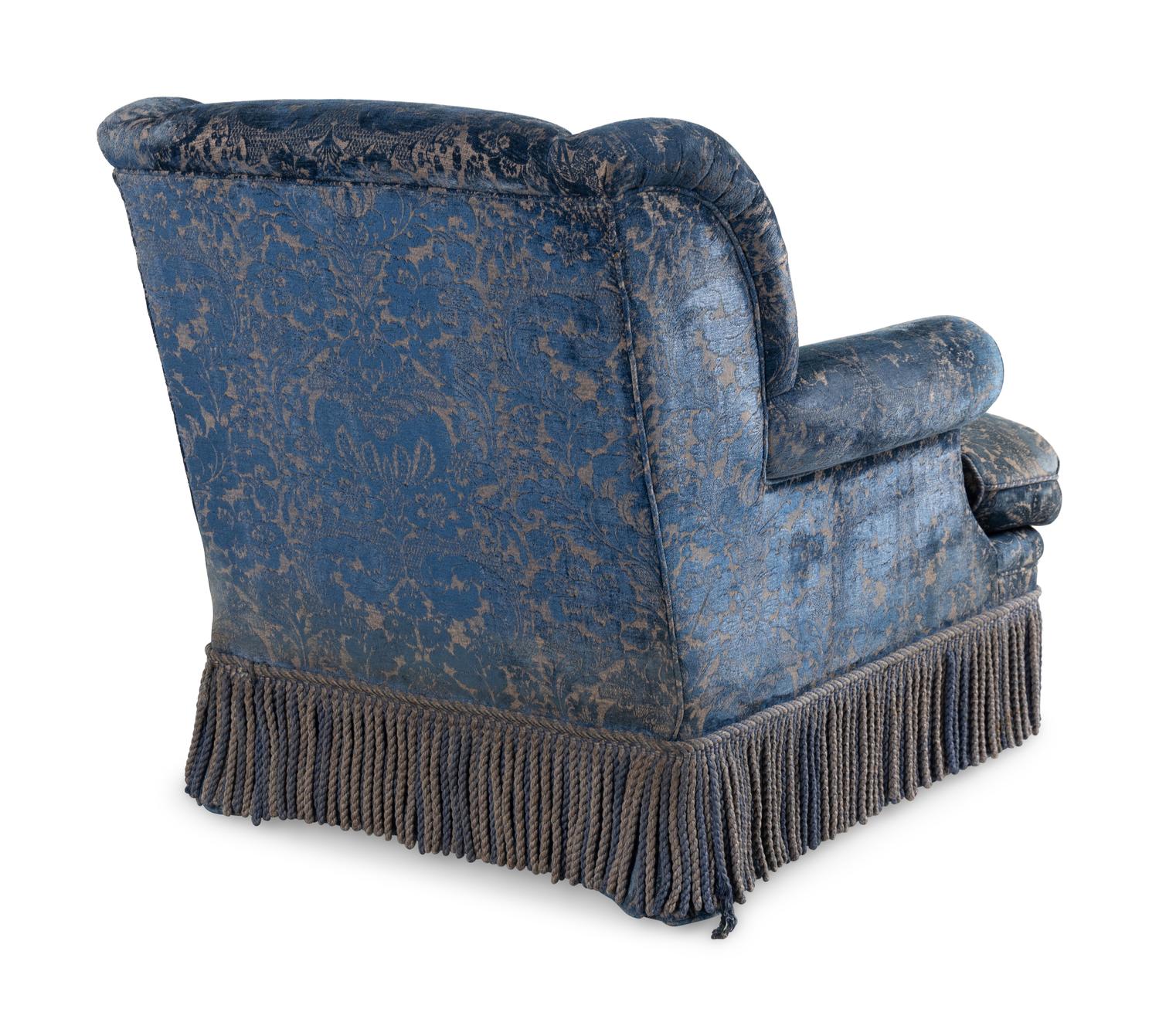A Dessin Fournir Upholstered Armchair and Ottoman