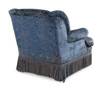 A Dessin Fournir Upholstered Armchair and Ottoman