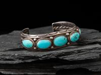 Navajo Silver and Lone Mountain Turquoise Cuff Bracelet