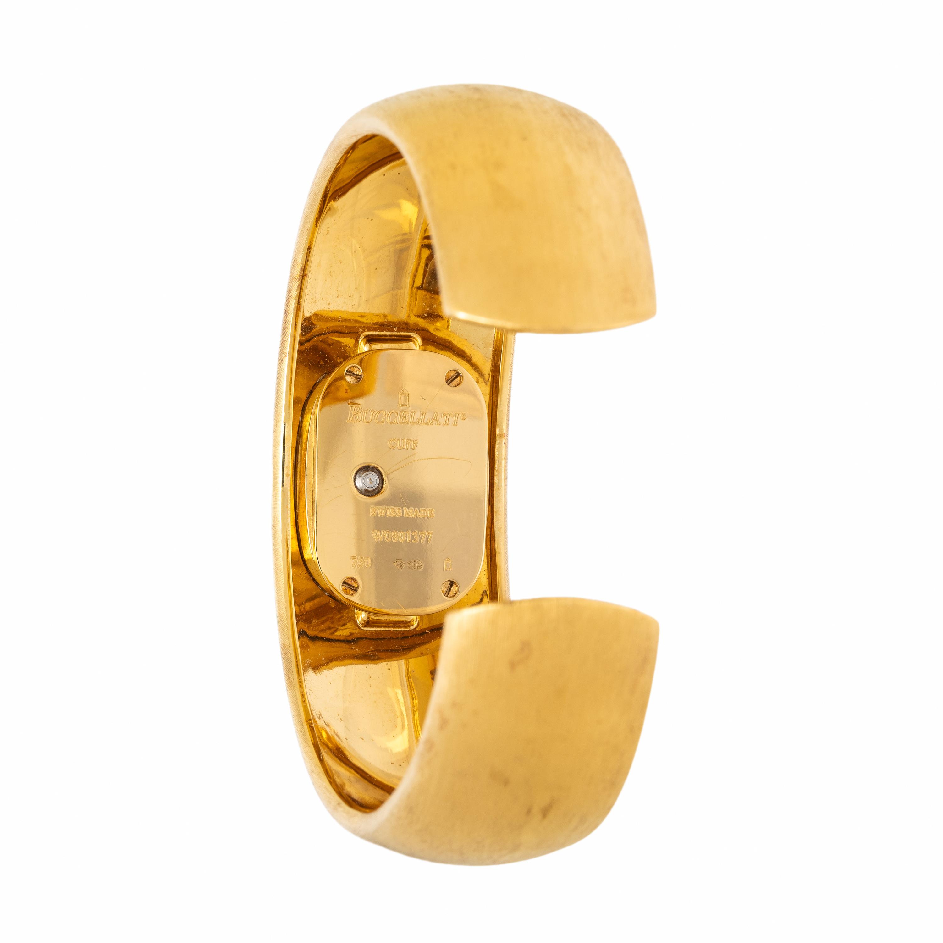 Buccellati, 18K Yellow Gold and Diamond Cuff Bracelet Watch