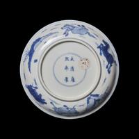 A Chinese Blue and White Porcelain 'Horses' Plate 青花八駿圖盤