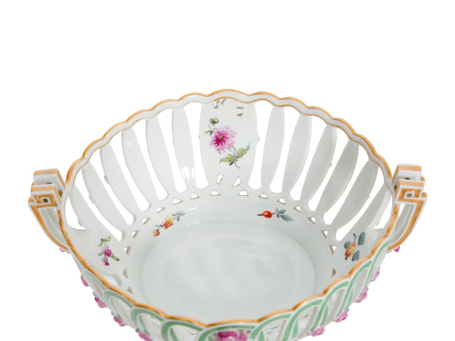 A Pair of German Porcelain Reticulated Baskets