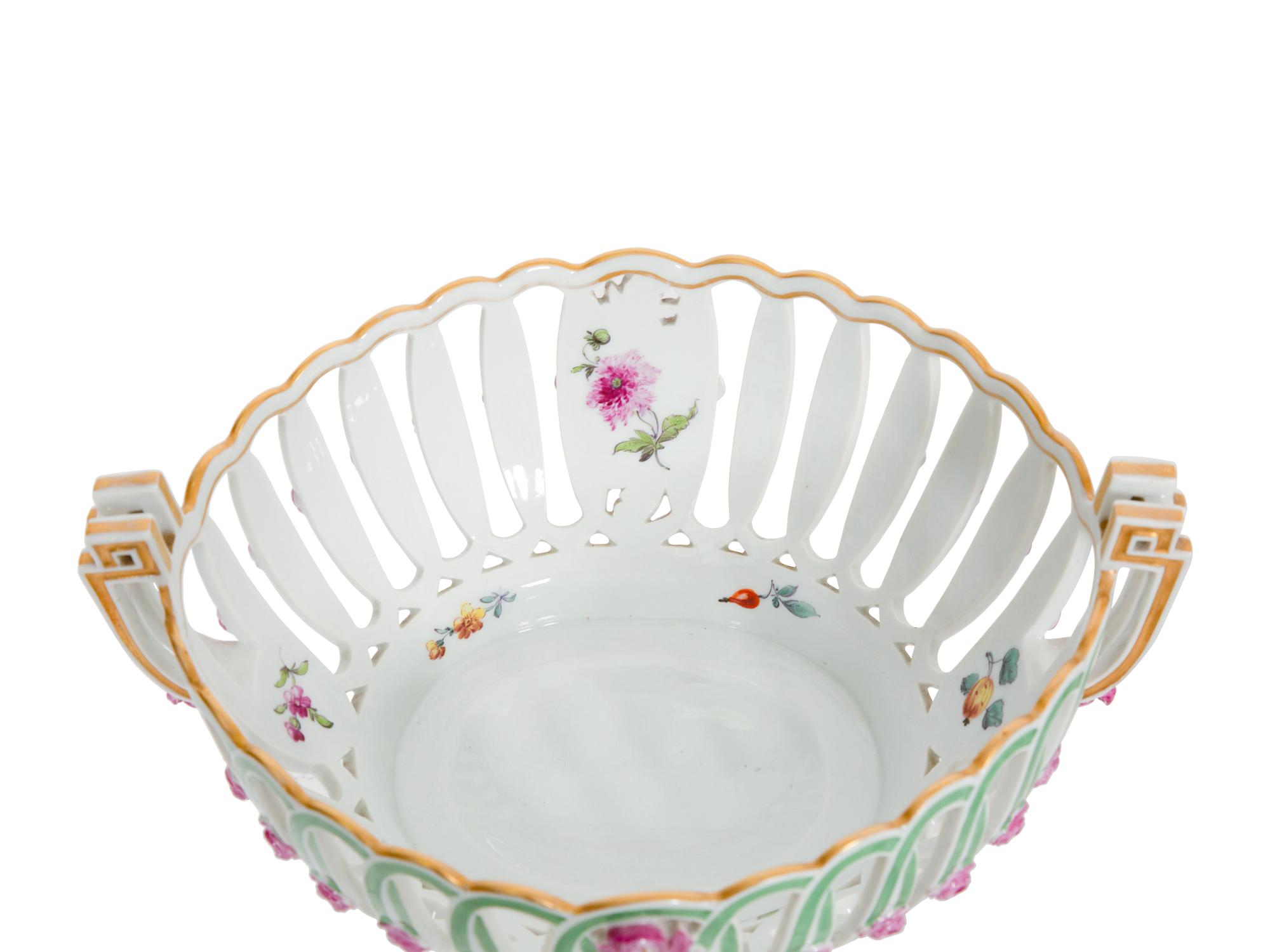 A Pair of German Porcelain Reticulated Baskets