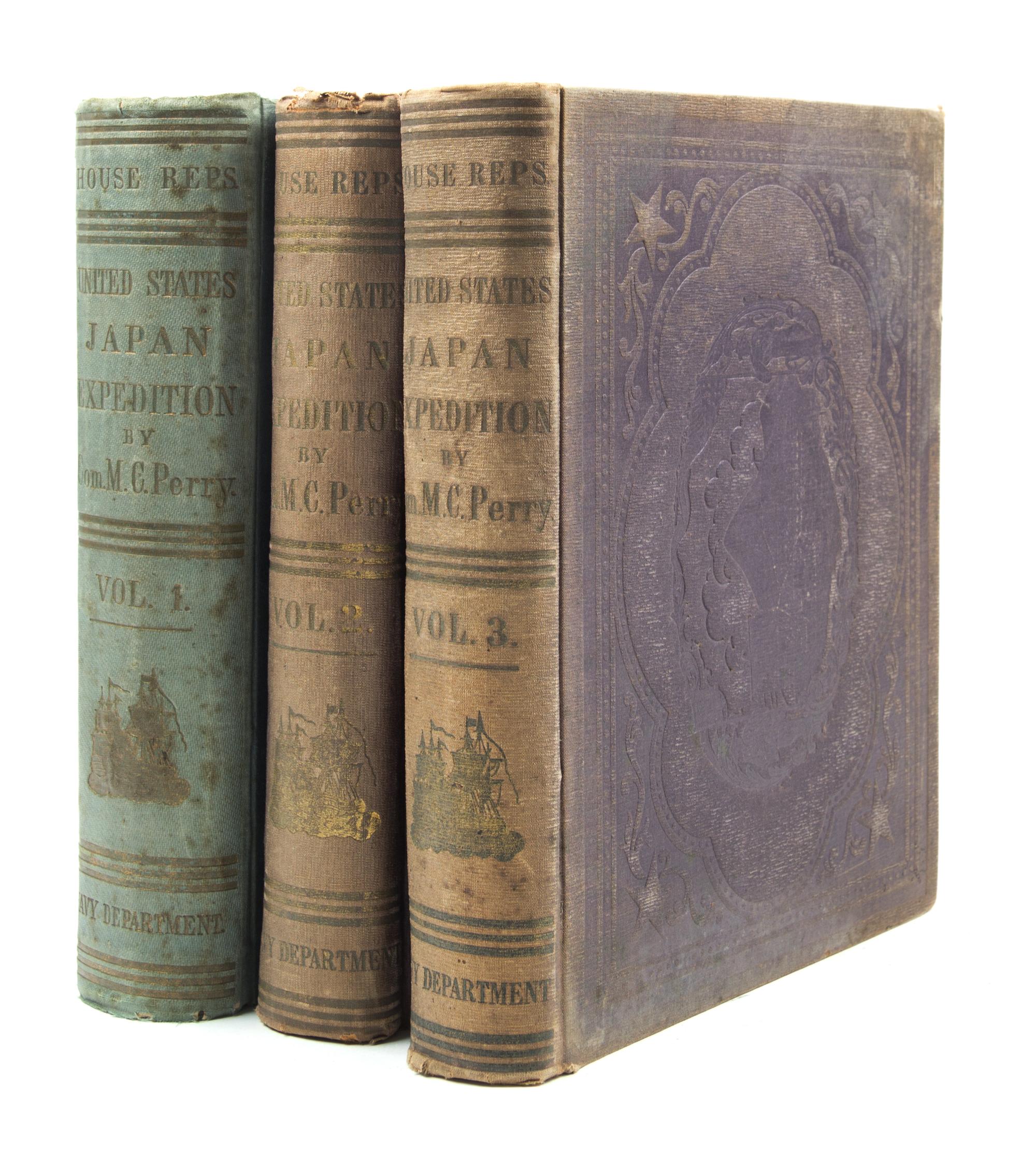 PERRY, COMMODORE MATTHEW CALBRAITH. Narrative of the Expedition of an American Squadron... Wash, 1856. 3 vols. First ed.