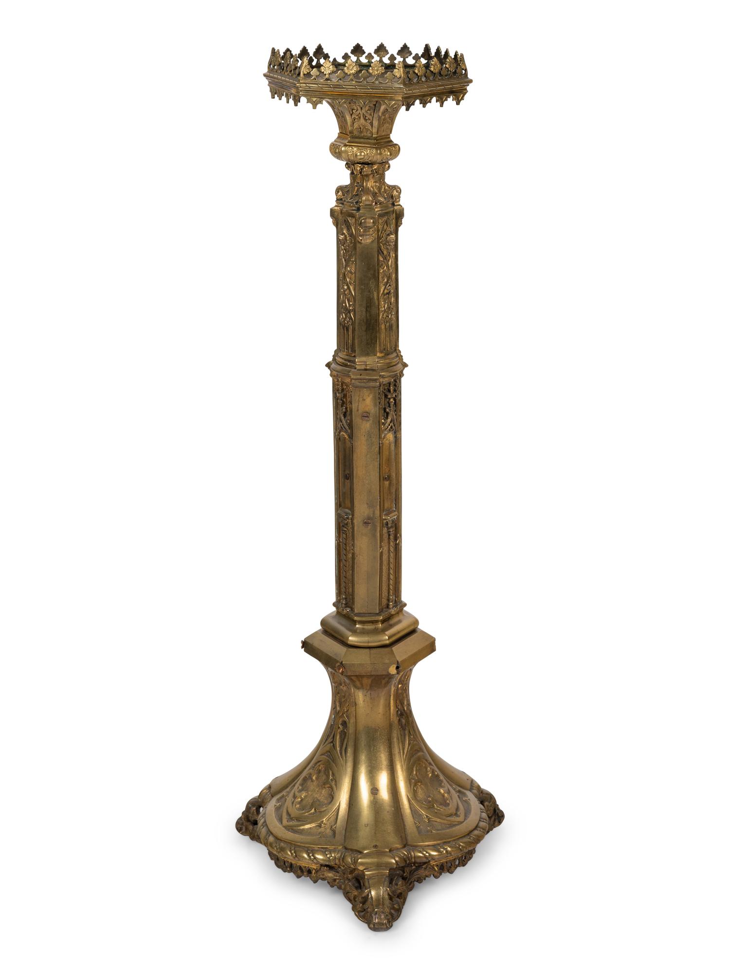 A Gothic Revival Gilt Metal Pricket