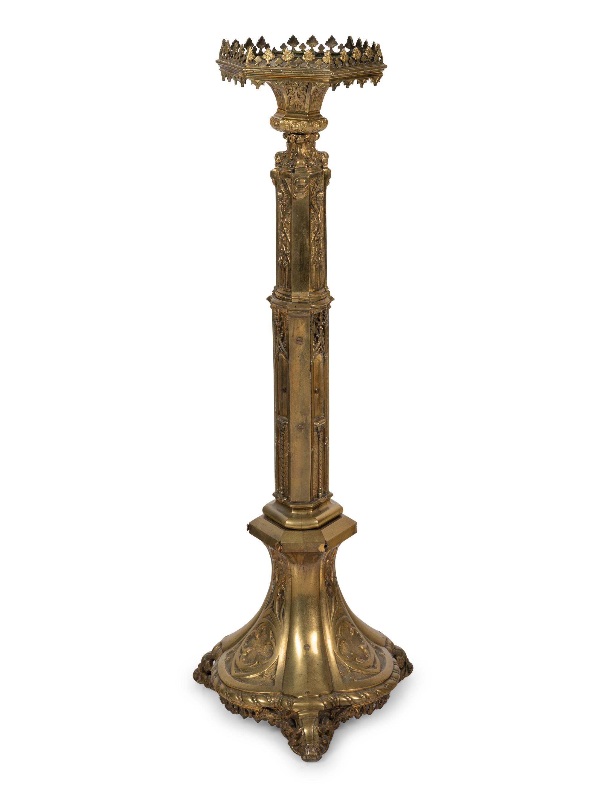 A Gothic Revival Gilt Metal Pricket