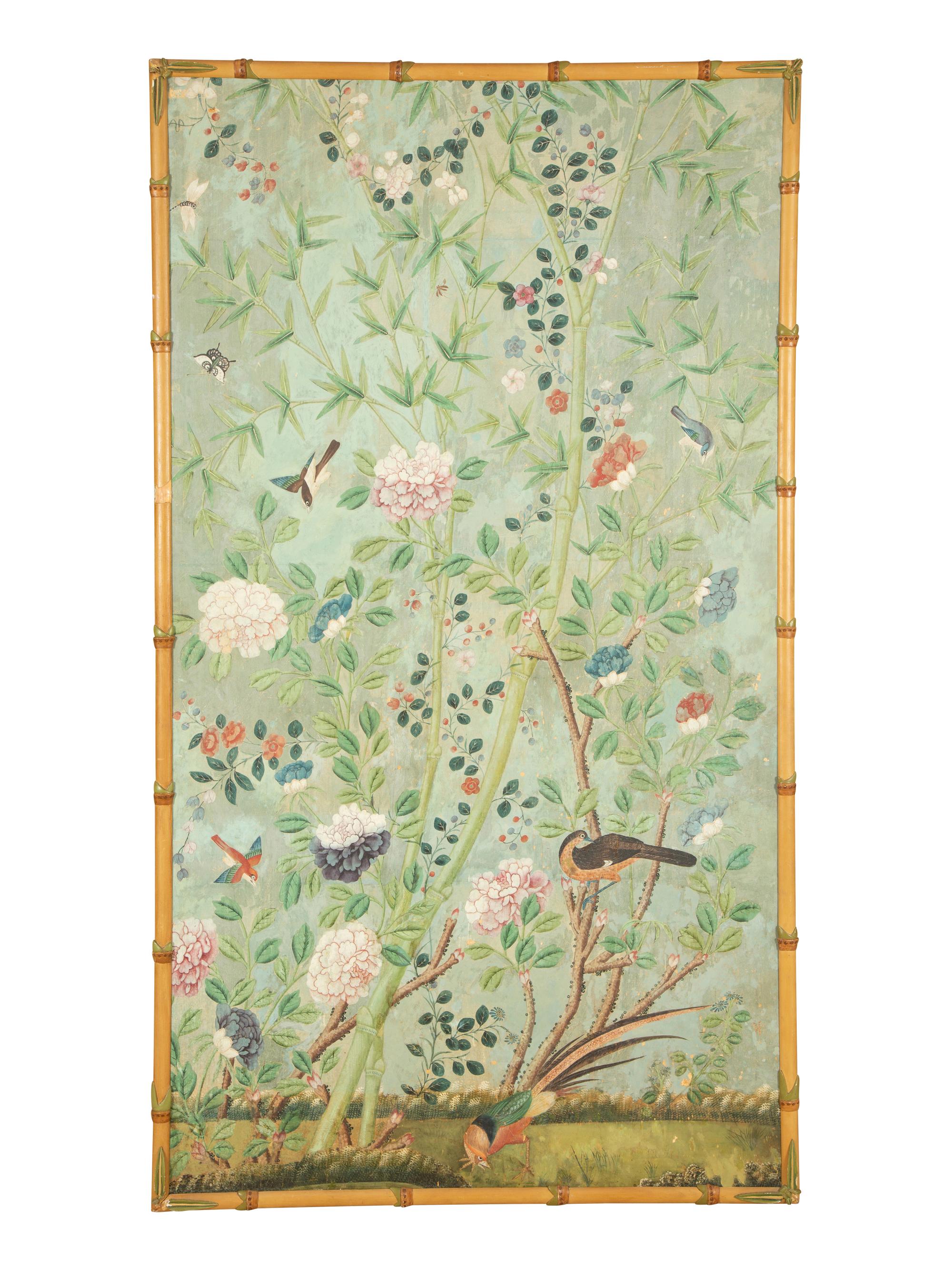 A Pair of Chinoiserie Wallpaper Panels — 19th/20th Century