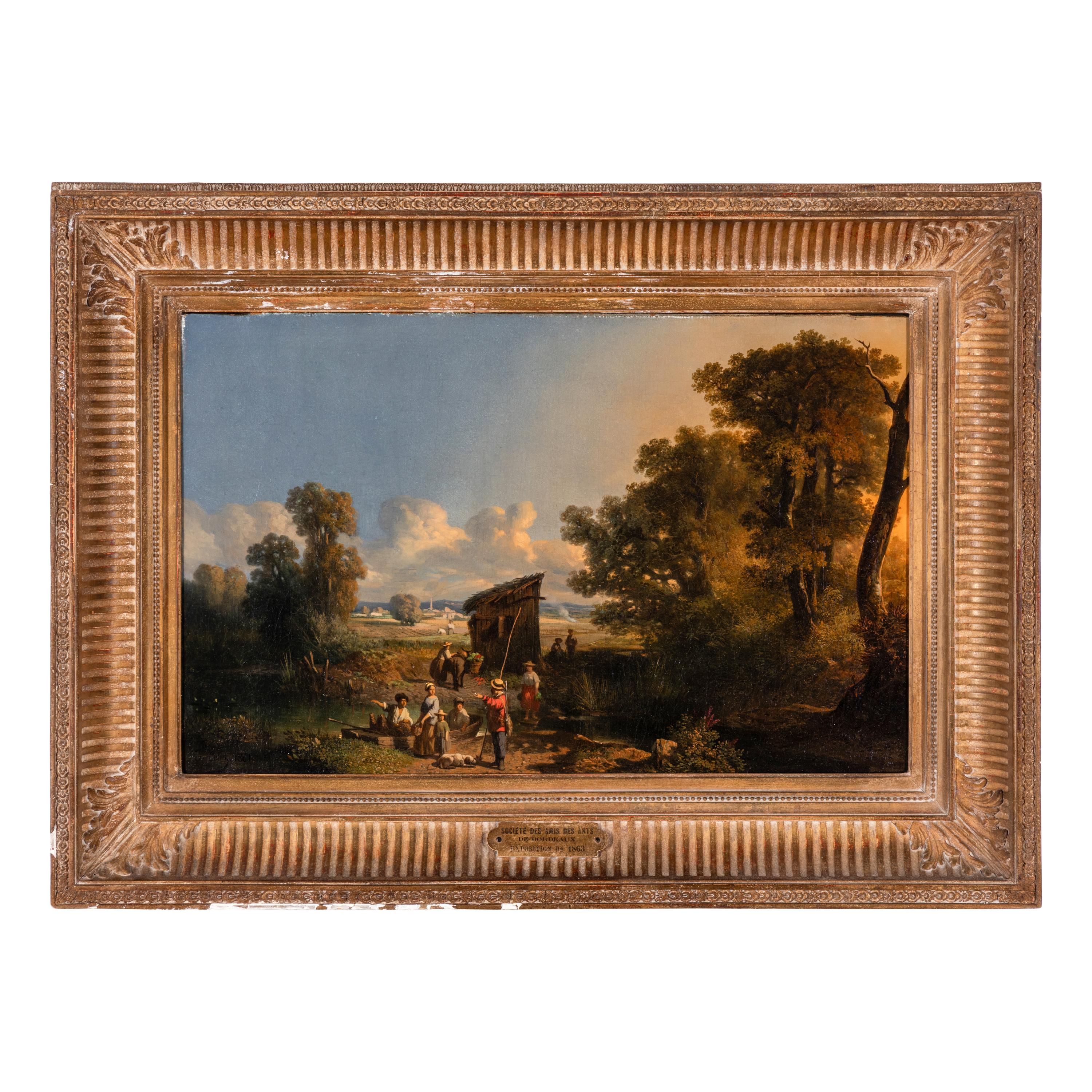 François Colin (French, 1798–1864) — Bords de rivière animée , 1861