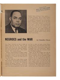 [WW2]. 2 imprints, incl. OWENS, Chandler. Negroes and the War . [ With: ] Sacrifice For Freedom!